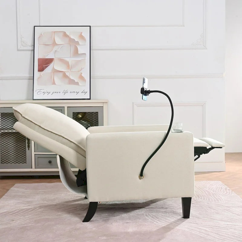 Sillón reclinable de tela rojo / beige / gris / amarillo, ajustable, de un solo asiento