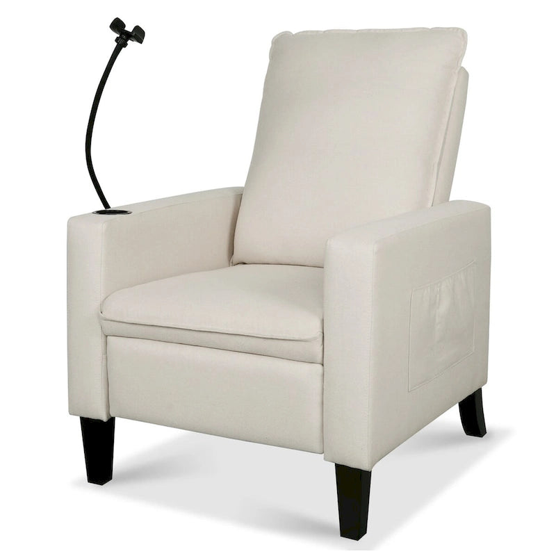 Sillón reclinable de tela rojo / beige / gris / amarillo, ajustable, de un solo asiento