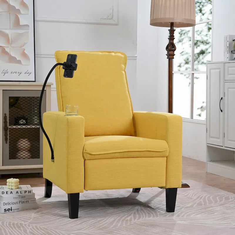 Sillón reclinable de tela rojo / beige / gris / amarillo, ajustable, de un solo asiento
