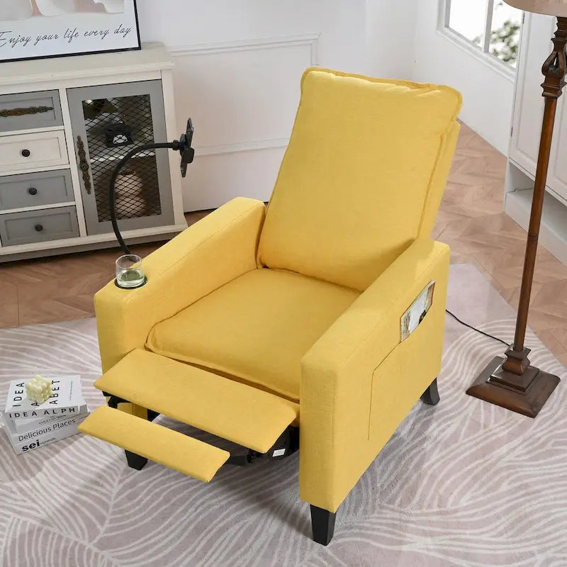 Sillón reclinable de tela rojo / beige / gris / amarillo, ajustable, de un solo asiento