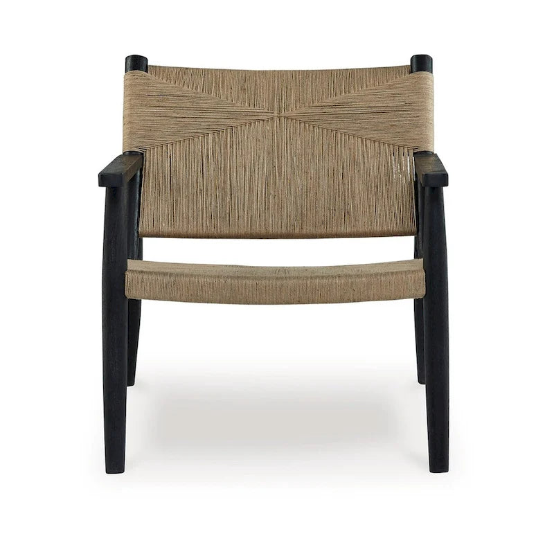 Sillón decorativo – Marrón y negro, asiento curvo, individual