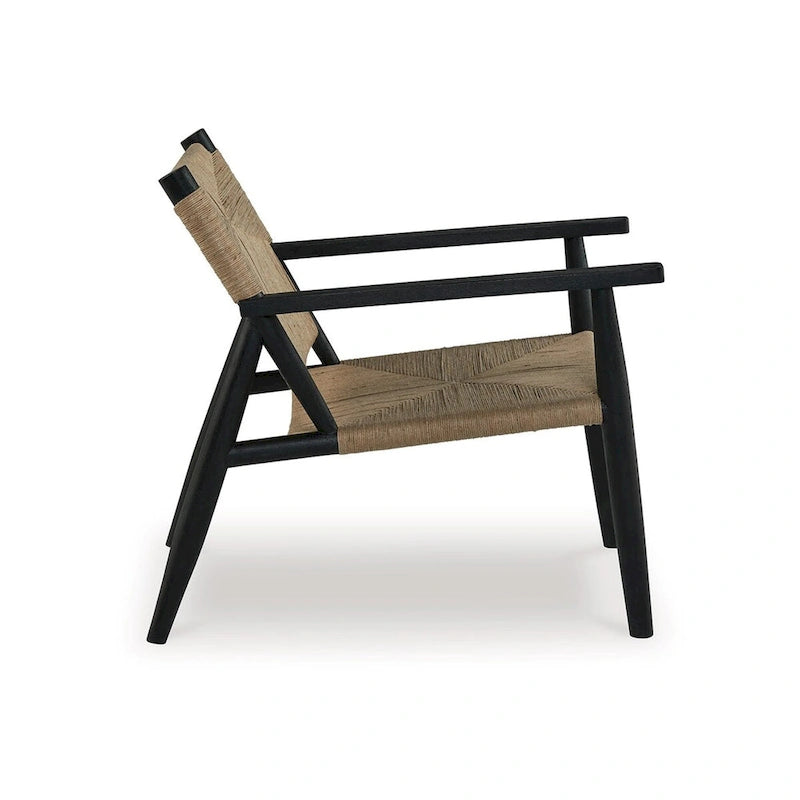 Sillón decorativo – Marrón y negro, asiento curvo, individual