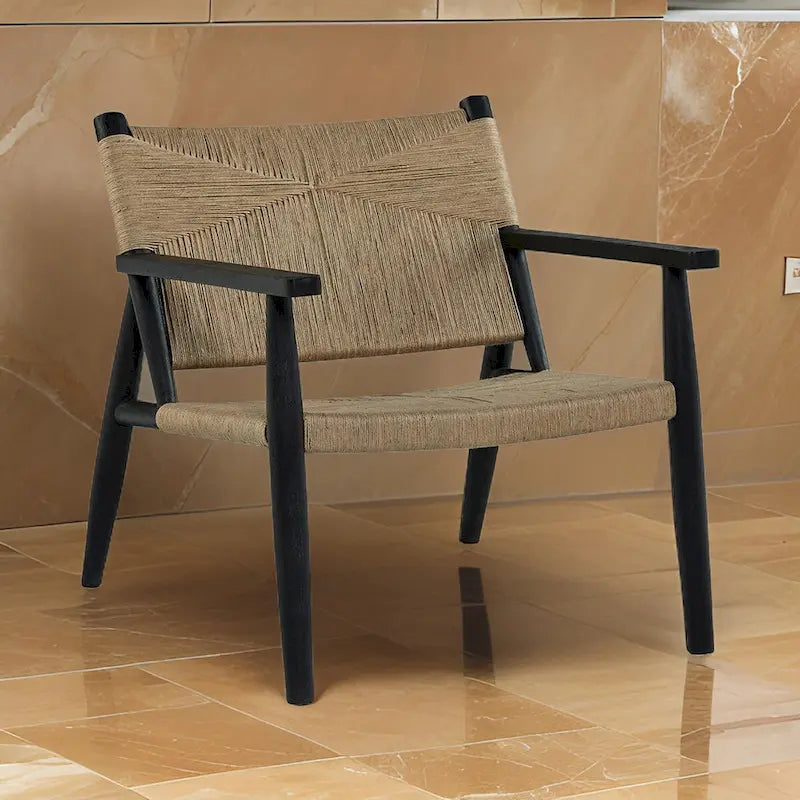 Sillón decorativo – Marrón y negro, asiento curvo, individual
