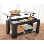 Mesa de centro elevable blanca y negra para 1 persona