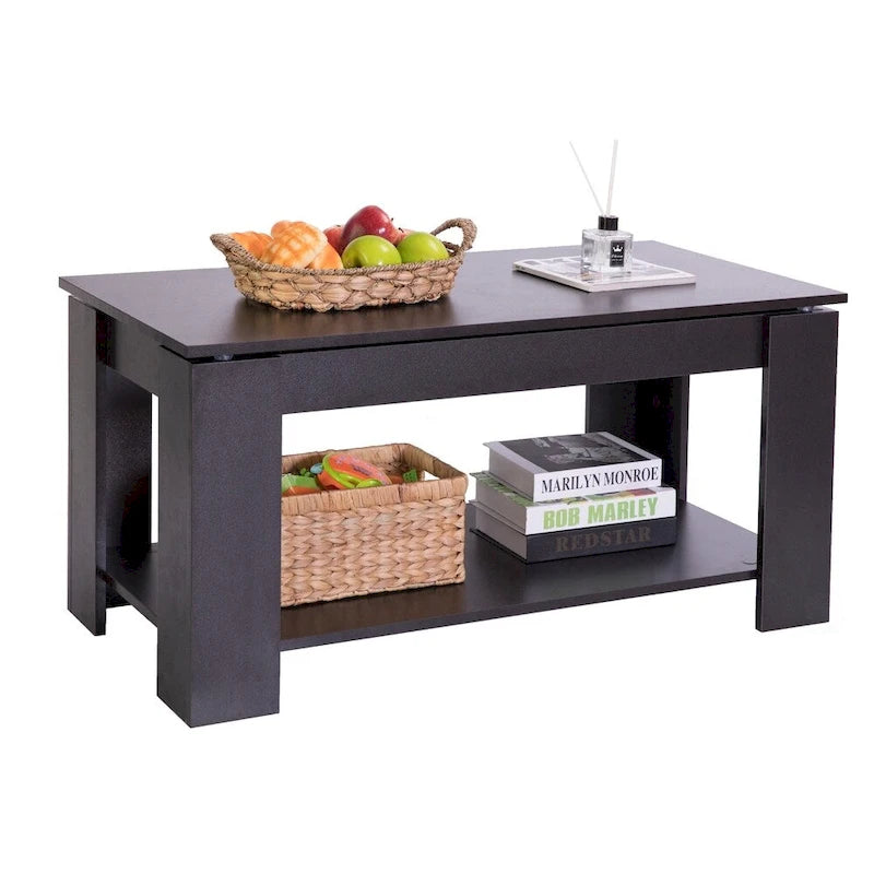 Mesa de centro elevable blanca y negra para 1 persona