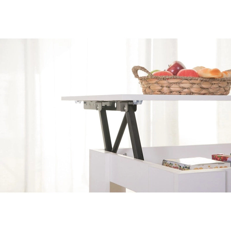 Mesa de centro elevable blanca y negra para 1 persona