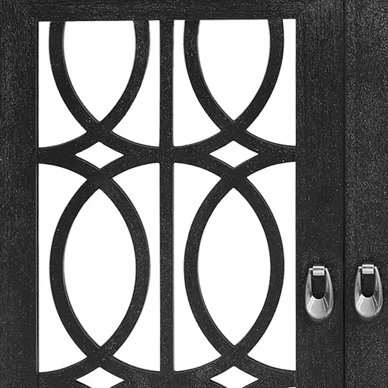 Aparador con espejo de 3 puertas en negro, champán y madera natural lavada