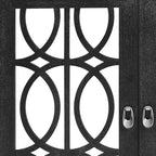 Aparador con espejo de 3 puertas en negro, champán y madera natural lavada