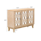 Aparador con espejo de 3 puertas en negro, champán y madera natural lavada