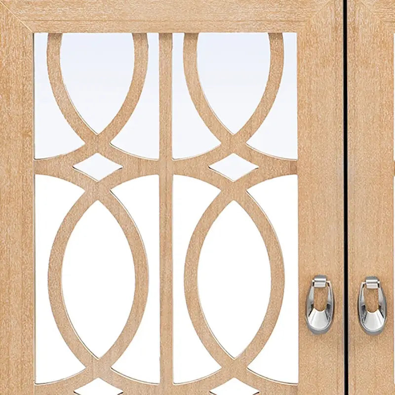 Aparador con espejo de 3 puertas en negro, champán y madera natural lavada