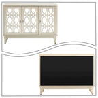 Aparador con espejo de 3 puertas en negro, champán y madera natural lavada