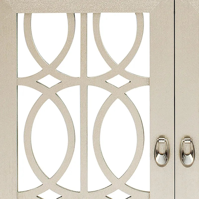 Aparador con espejo de 3 puertas en negro, champán y madera natural lavada