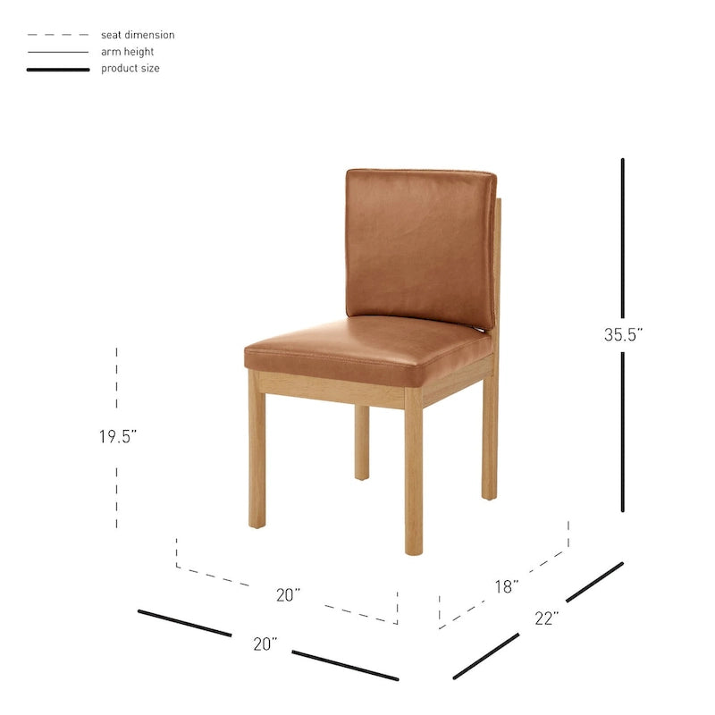 Silla de comedor auxiliar Borneo de piel sintética marrón, juego de 2 unidades