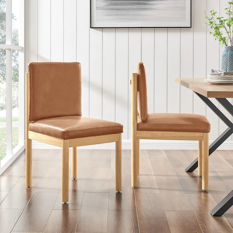 Silla de comedor auxiliar Borneo de piel sintética marrón, juego de 2 unidades