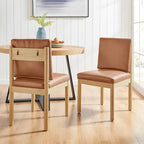 Silla de comedor auxiliar Borneo de piel sintética marrón, juego de 2 unidades