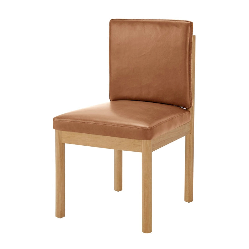 Silla de comedor auxiliar Borneo de piel sintética marrón, juego de 2 unidades