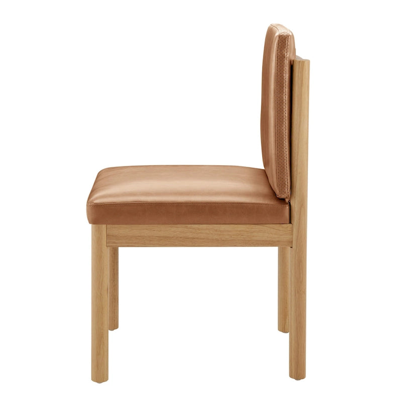 Silla de comedor auxiliar Borneo de piel sintética marrón, juego de 2 unidades
