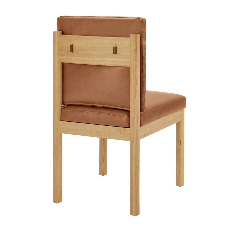 Silla de comedor auxiliar Borneo de piel sintética marrón, juego de 2 unidades