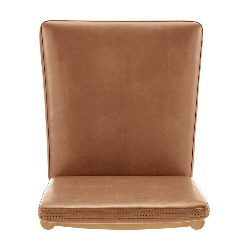 Silla de comedor auxiliar Borneo de piel sintética marrón, juego de 2 unidades