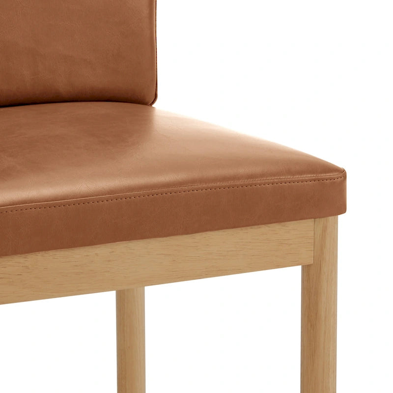 Silla de comedor auxiliar Borneo de piel sintética marrón, juego de 2 unidades
