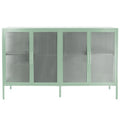 Aparador de 4 puertas con cristal estriado, verde menta / azul / negro, para 1