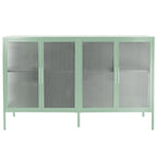 Aparador de 4 puertas con cristal estriado, verde menta / azul / negro, para 1