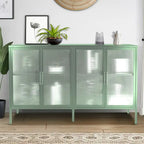 Stylish 4-Door Tempered Glass Cabinet, 4 Glass Doors Adjustable Shelf