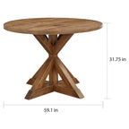 Mesa de comedor de pedestal redonda, marrón, para 4 a 6 personas