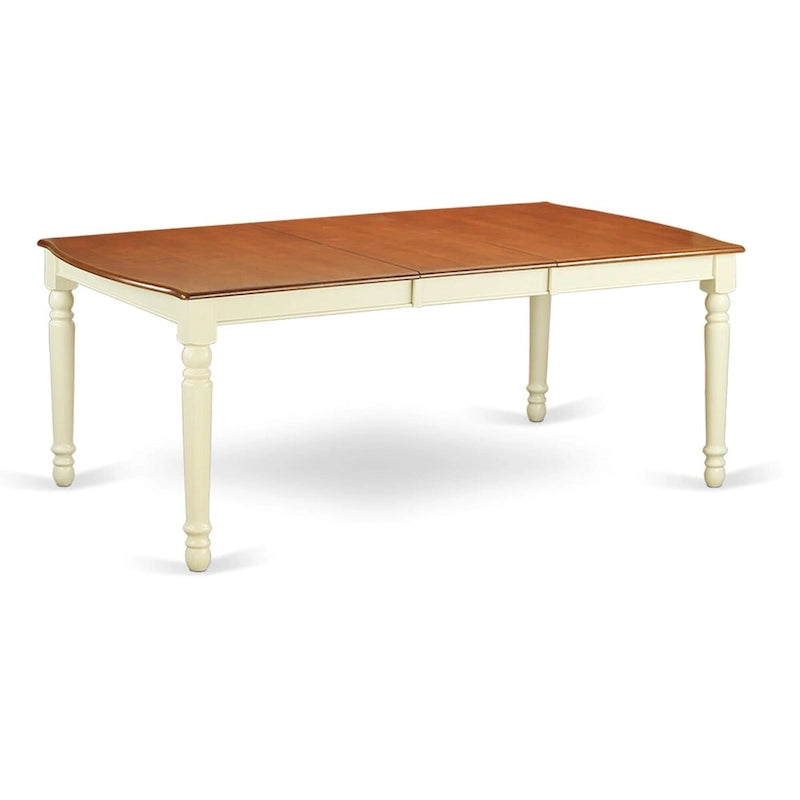 Juego de comedor de 7 piezas Buttermilk y cerezo, mesa rectangular con extensión de mariposa y 6 sillas de madera con respaldo de rejilla