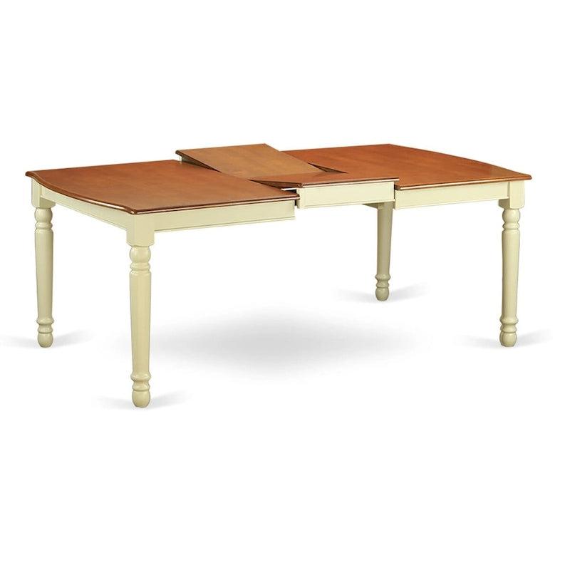 Juego de comedor de 7 piezas Buttermilk y cerezo, mesa rectangular con extensión de mariposa y 6 sillas de madera con respaldo de rejilla