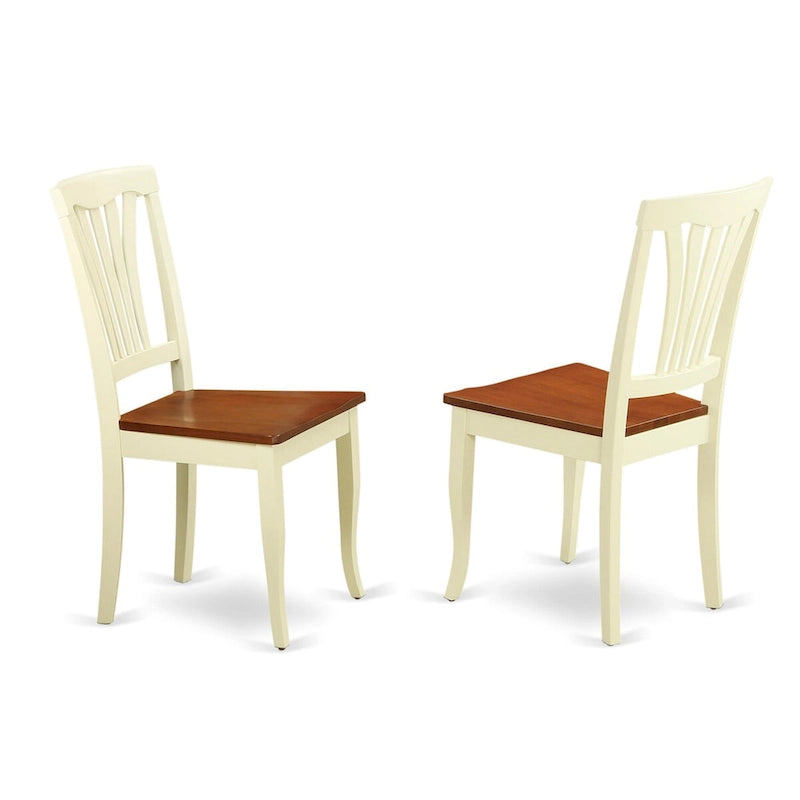 Juego de comedor de 7 piezas Buttermilk y cerezo, mesa rectangular con extensión de mariposa y 6 sillas de madera con respaldo de rejilla