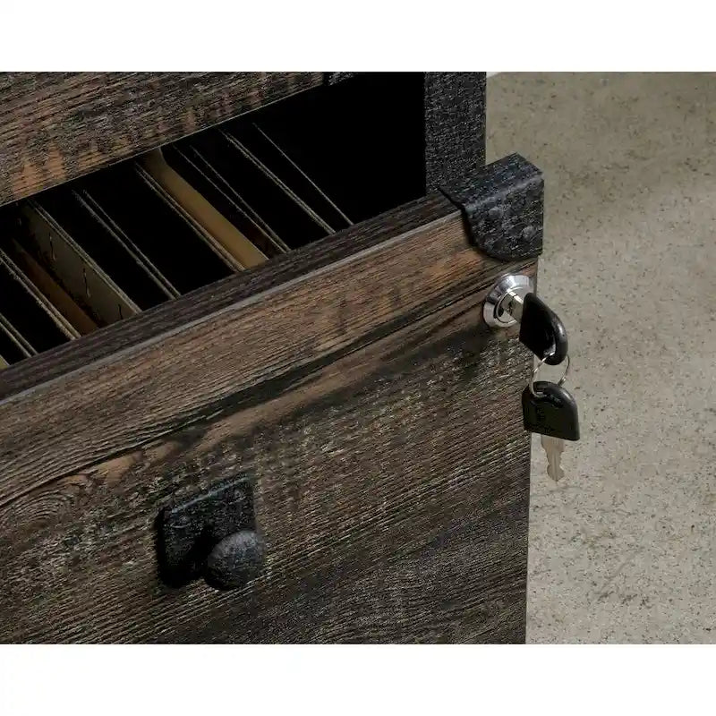 Archivador lateral de 2 cajones Carbon Oak, tamaño carta/oficio