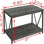 Mesa de centro rústica de 2 niveles blanca y gris para 1 a 4 personas
