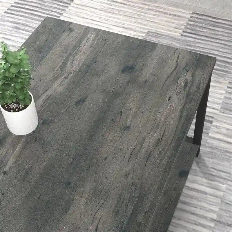 Mesa de centro rústica de 2 niveles blanca y gris para 1 a 4 personas