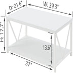 Mesa de centro rústica de 2 niveles blanca y gris para 1 a 4 personas
