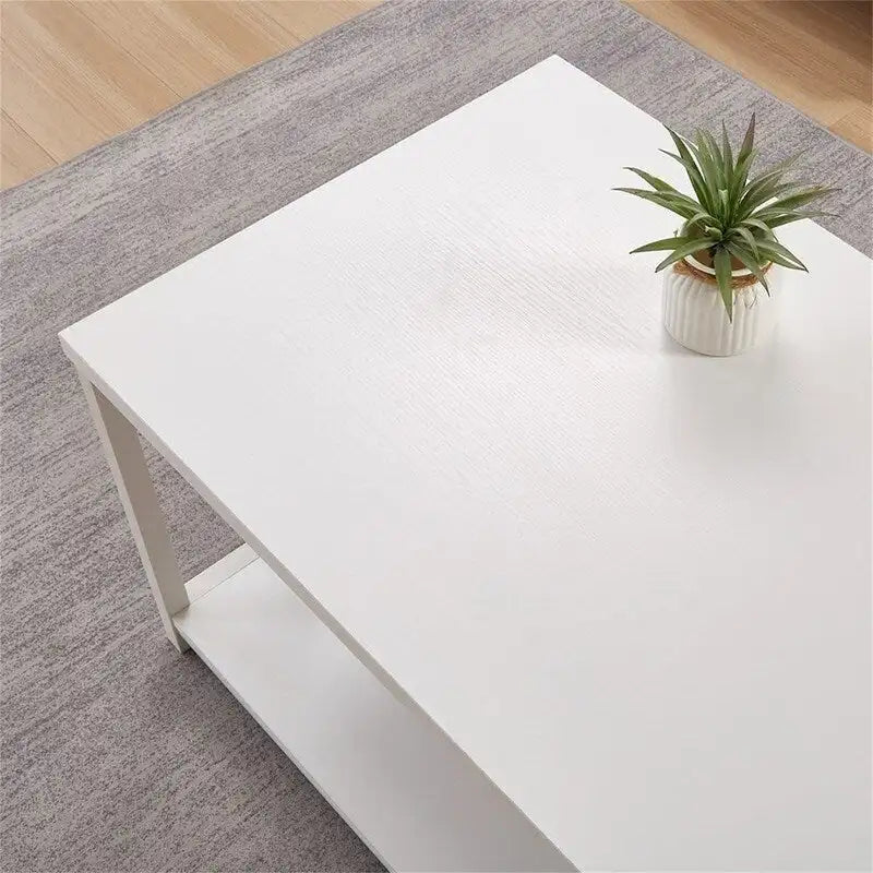 Mesa de centro rústica de 2 niveles blanca y gris para 1 a 4 personas