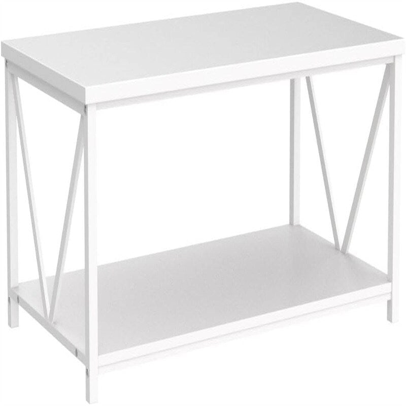 Mesa de centro rústica de 2 niveles blanca y gris para 1 a 4 personas