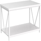 Mesa de centro rústica de 2 niveles blanca y gris para 1 a 4 personas