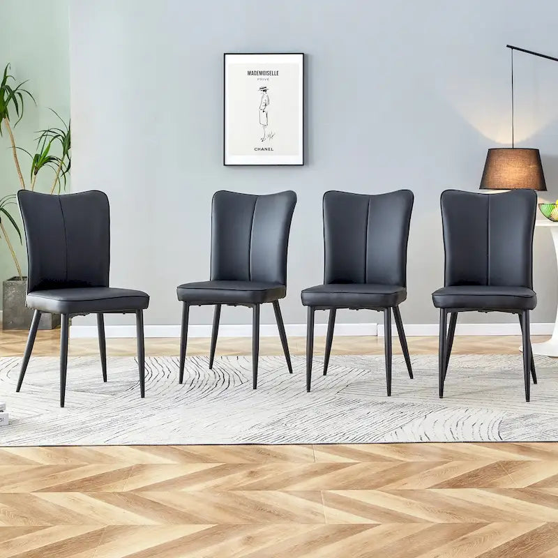 Sillas de comedor y oficina de cuero sintético (PU) en carbón / negro / blanco roto / blanco, juego de 4