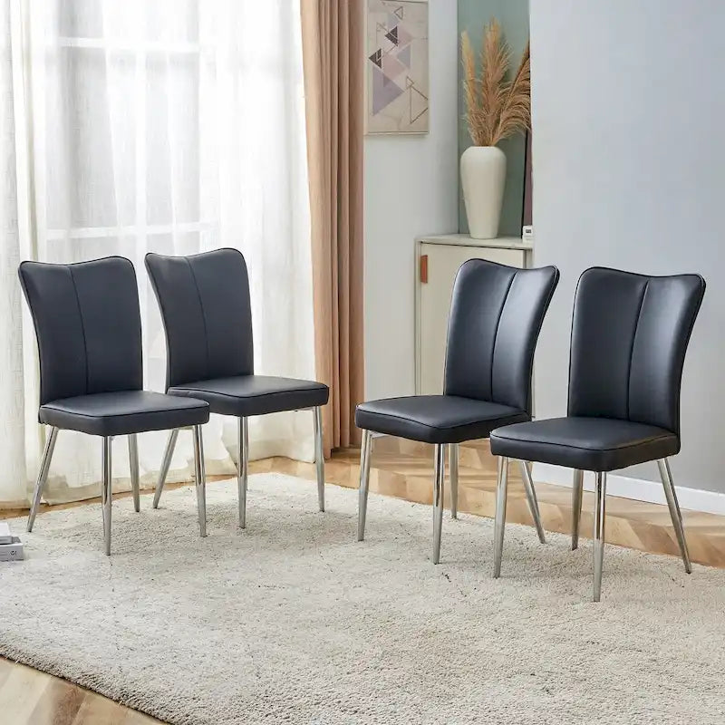 Sillas de comedor y oficina de cuero sintético (PU) en carbón / negro / blanco roto / blanco, juego de 4