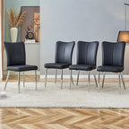 Sillas de comedor y oficina de cuero sintético (PU) en carbón / negro / blanco roto / blanco, juego de 4