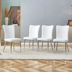 Sillas de comedor y oficina de cuero sintético (PU) en carbón / negro / blanco roto / blanco, juego de 4