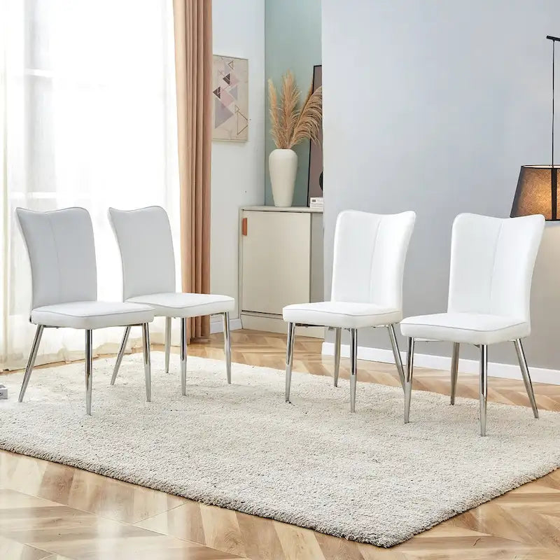Sillas de comedor y oficina de cuero sintético (PU) en carbón / negro / blanco roto / blanco, juego de 4