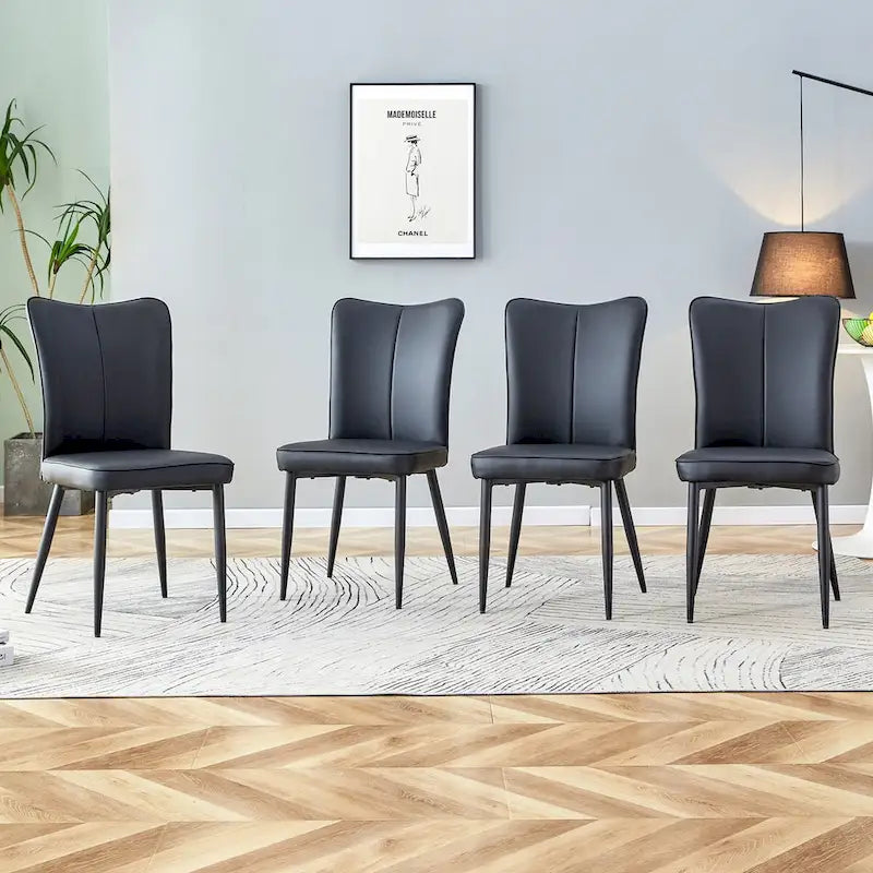 Sillas de comedor y oficina de cuero sintético (PU) en carbón / negro / blanco roto / blanco, juego de 4