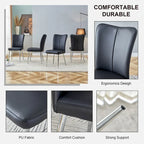 Sillas de comedor y oficina de cuero sintético (PU) en carbón / negro / blanco roto / blanco, juego de 4