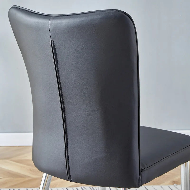 Sillas de comedor y oficina de cuero sintético (PU) en carbón / negro / blanco roto / blanco, juego de 4