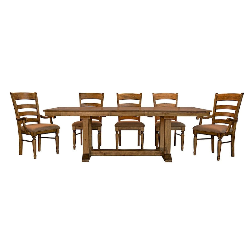 Juego de comedor Smokey Quartz Ladderback de 7 piezas, para 8 personas