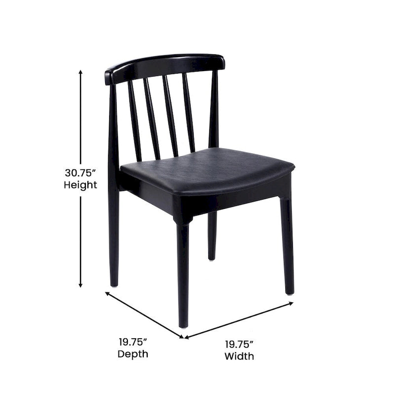 Silla de comedor Spindle Back marrón/negra, asiento de vinilo, capacidad para 1 persona, 226 kg de capacidad