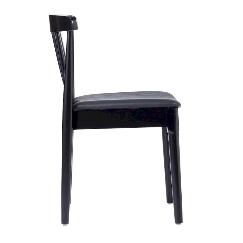 Silla de comedor Spindle Back marrón/negra, asiento de vinilo, capacidad para 1 persona, 226 kg de capacidad