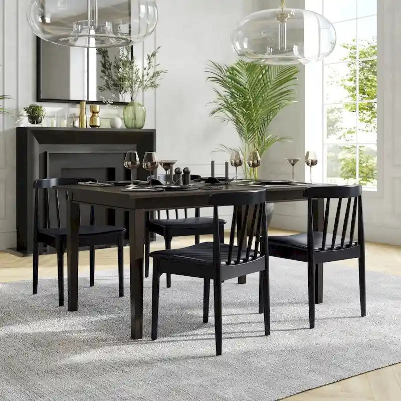 Silla de comedor Spindle Back marrón/negra, asiento de vinilo, capacidad para 1 persona, 226 kg de capacidad